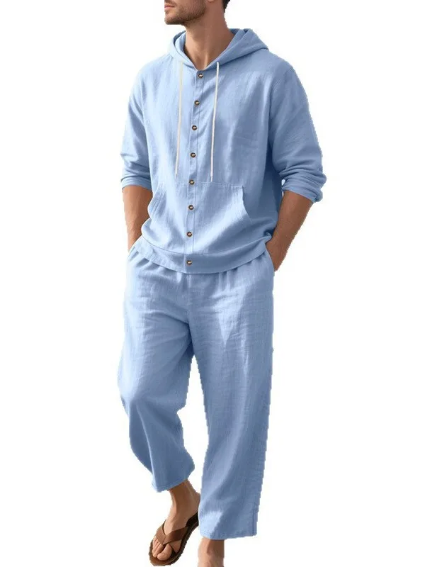 Set aus langem Sve irt und langen Hosen mit Kapuze, lässige Sportbekleidung, Baumwolle, 00 % Herbstkollektion, chinesischer Hersteller