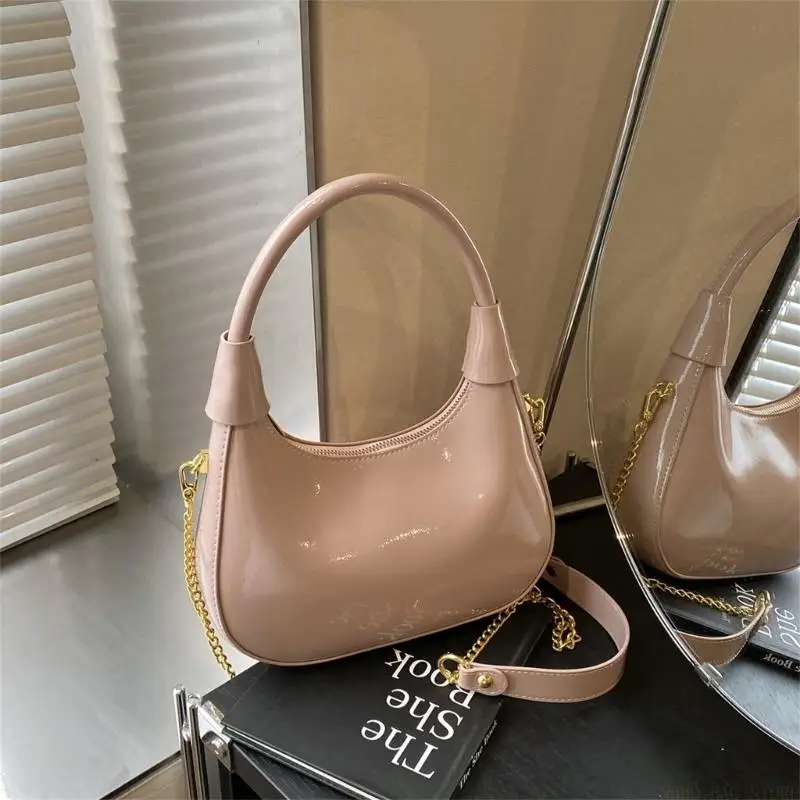 

X90D Modern PU Purse Glossy Finish Handbag Stylish Shoulder Bags Large Capacity Evening Commuters Bag for Fashion Women