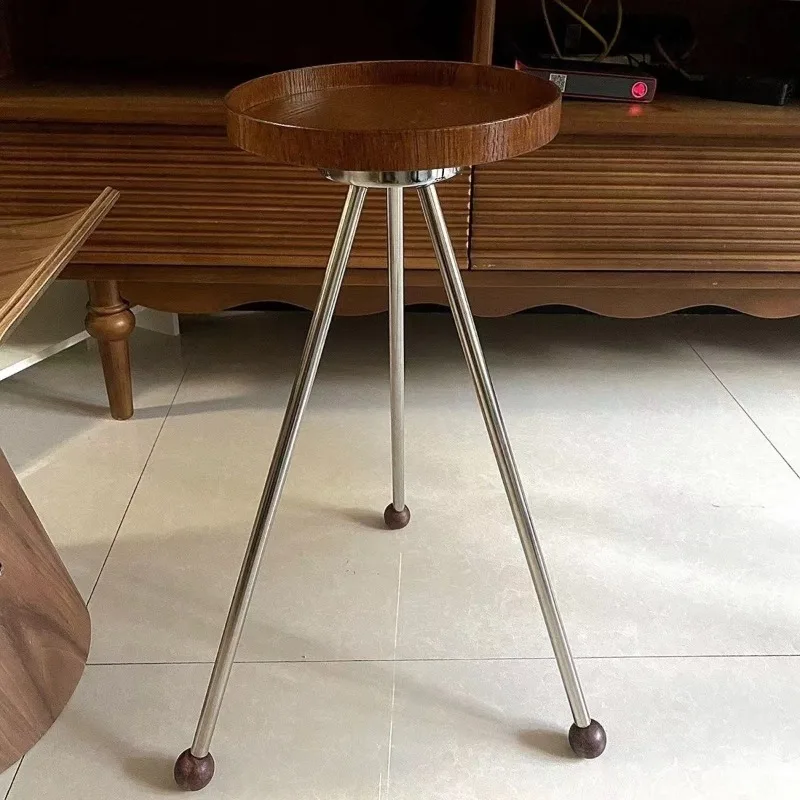 Medieval solid wood edge American cafe balcony small round table