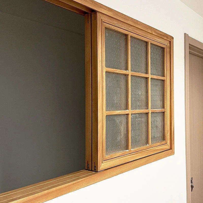 Modern Minimalist Large Wooden Window Frames Latest Wood Grain Grill Design for Villa Kitchen Hotel Sash Windows