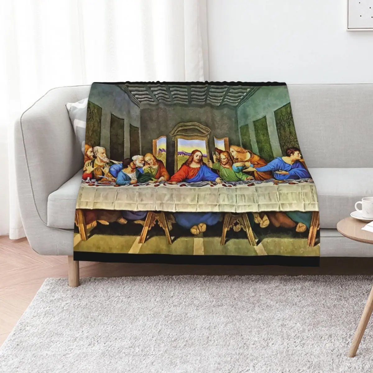 Original Last Supper Painting Throw Blanket Soft Plush Plaid Flannel Bed Picnic Flannels Plush Blankets
