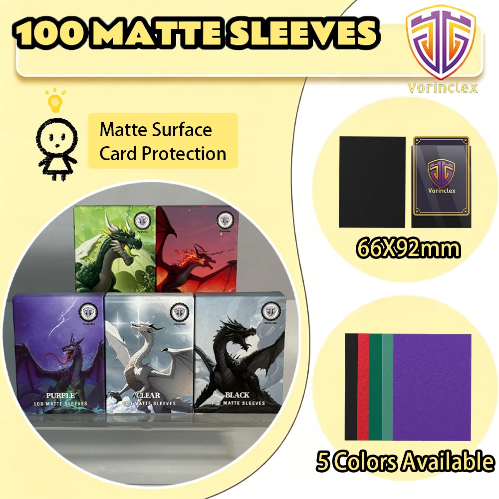 

100PCS 66x92mm Matte Card Sleeves Standard Size Card Protectors for TCG Trading Cards MTG PKM Premium Durable 5 Colors Available