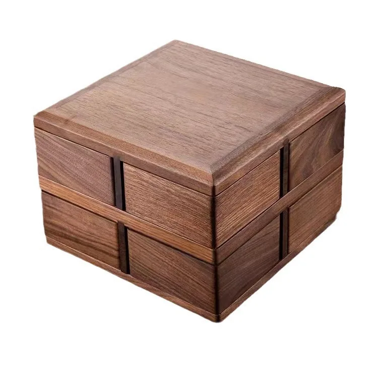 

Solid wood storage box, living room candy box, rotatable lid, divided nut wooden box