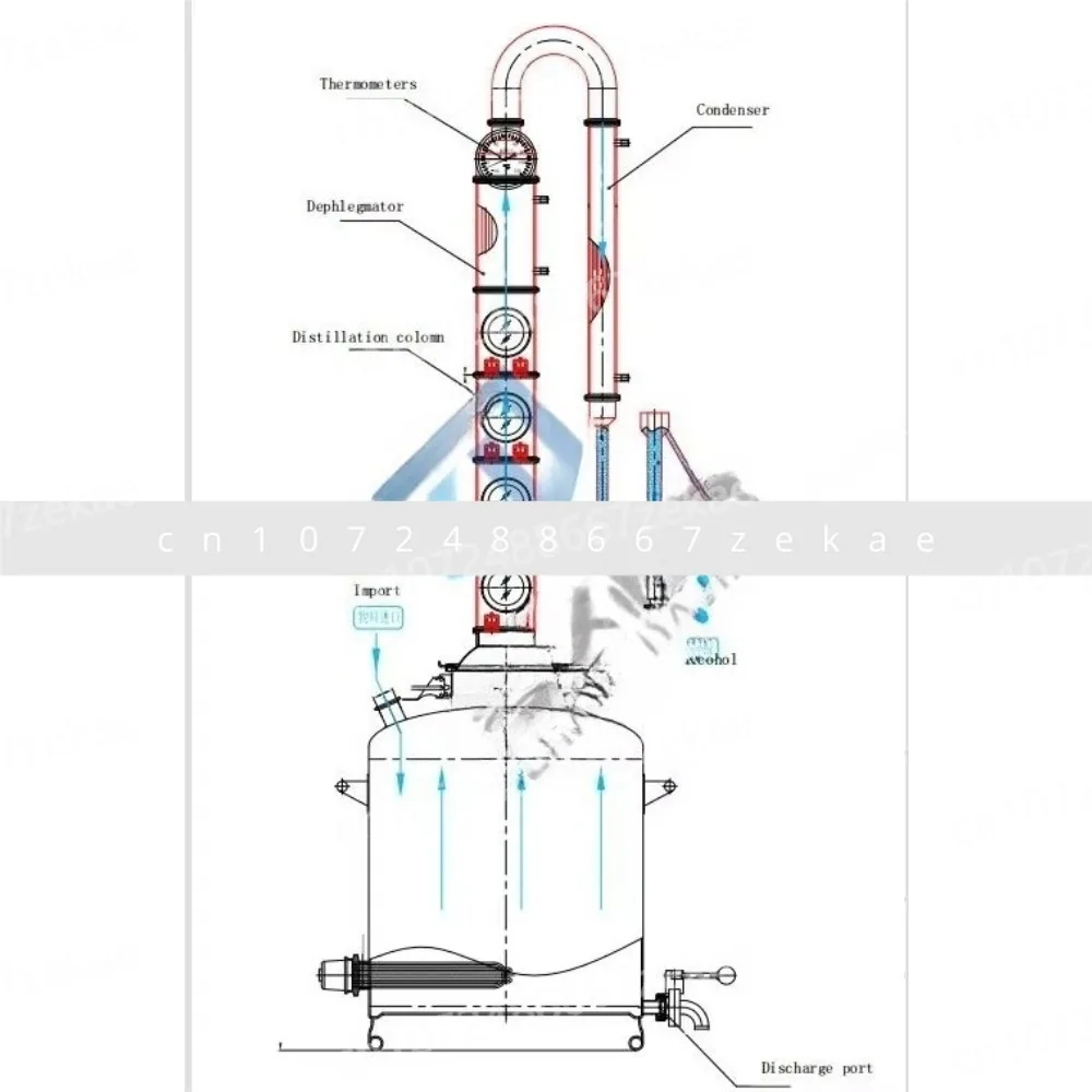Moon Shine Reflux Still 4 بوصة 6 بوصة لوحة فقاعات عمود التقطير النحاسي مع Procap #4