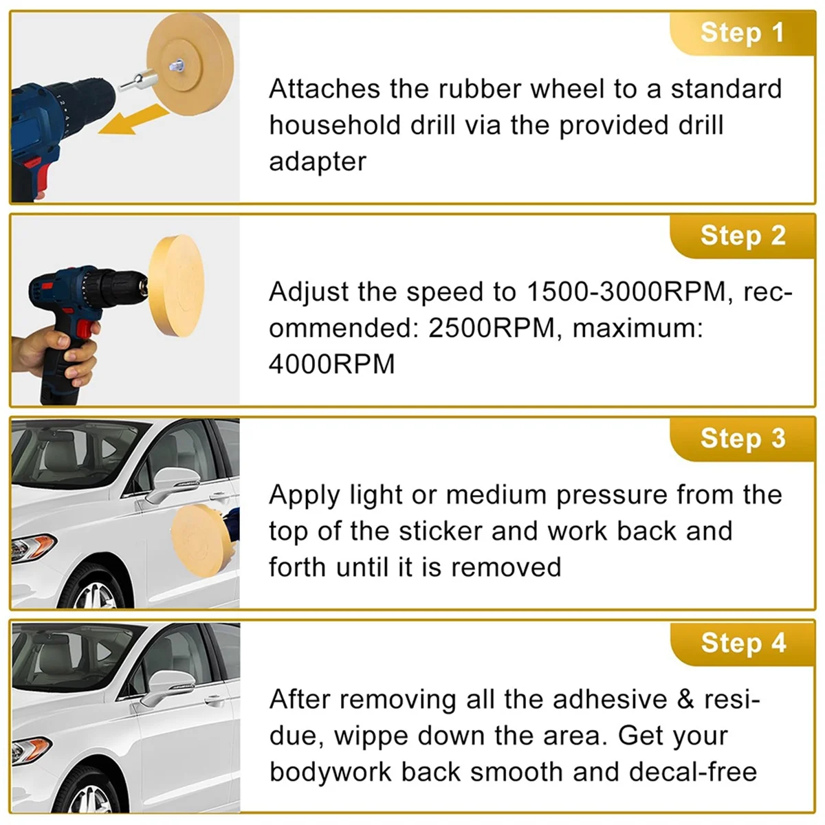 Aufkleber Entferner Radiergummi Rad Kleber Entferner mit Adapter 2er Pack 4 Zoll Gummi Radiergummi Rad für Bohrer entfernt Auto Vinyl