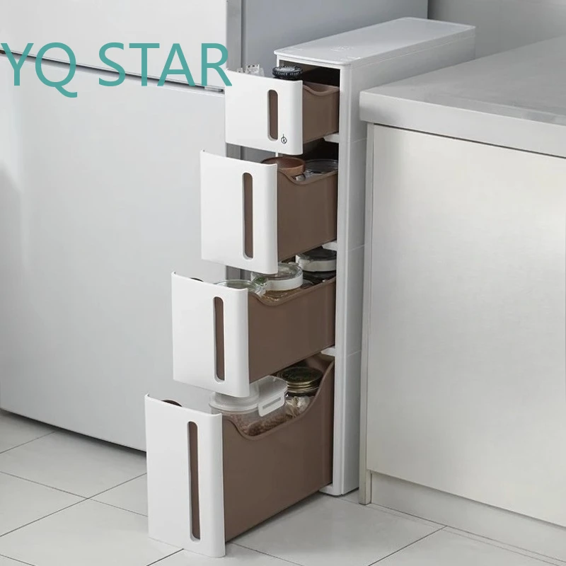 Multi Layer Storage Drawers for Bathroom Kitchen Refrigerator Toilet Organizer Narrow Seam Cabinet Drawer Accessories