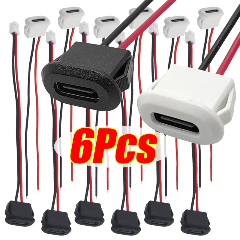 

Водонепроницаемая розетка типа C, гнездо для быстрой зарядки, разъем для зарядного устройства Type-C USB-C, аксессуары, 2/4/6 шт., 2-контактный USB-разъем