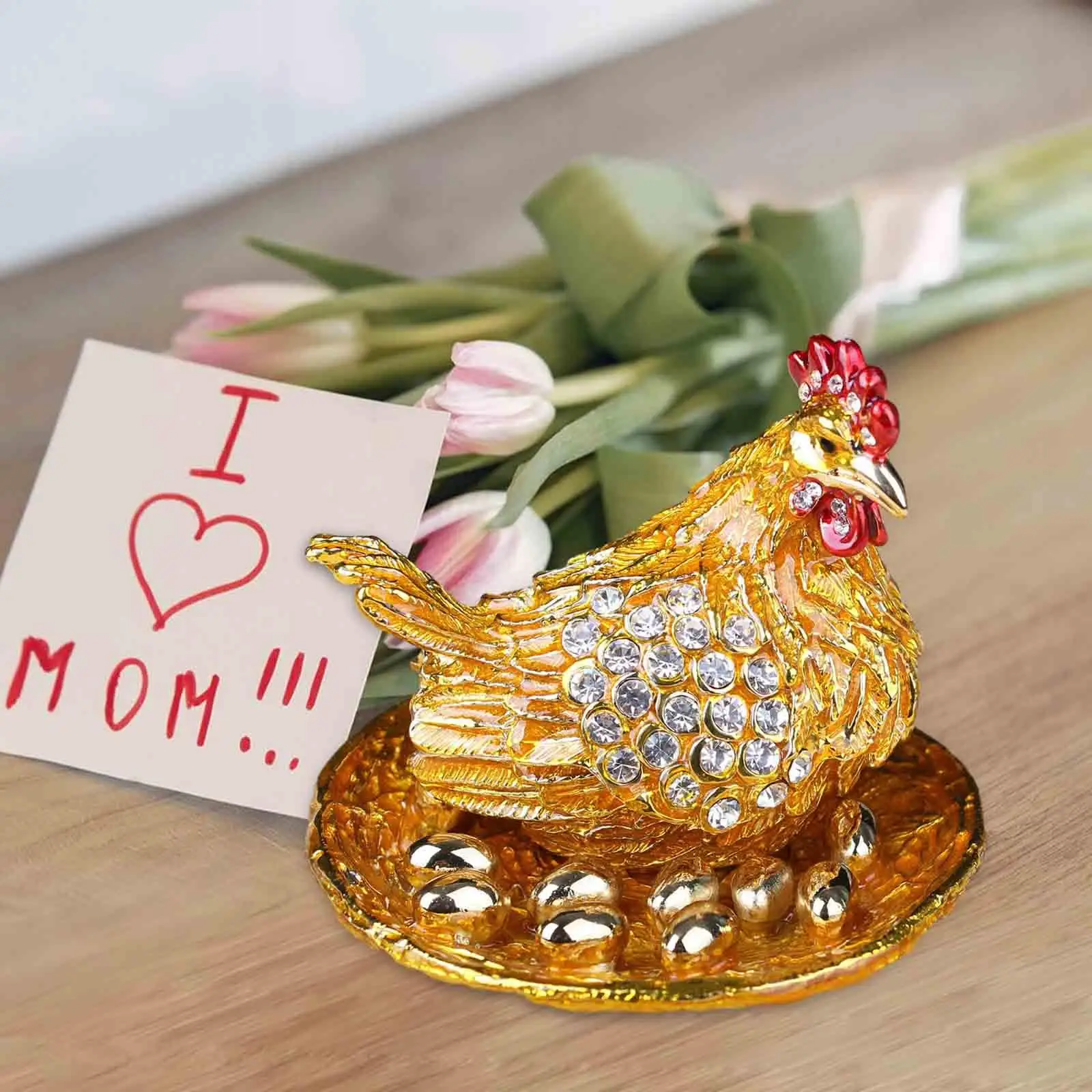 

Hen Hatching Eggs Jewelry Box Jewelry Organizer for Bracelet Earring Charm