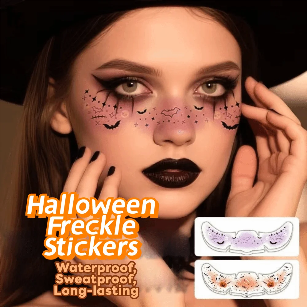 Freckle Decals Waterproof Halloween Temporary Tattoo Bat Spider Pumpkin Bat Ghost Stickers Ghost Pumpkin Freckle Stickers Women