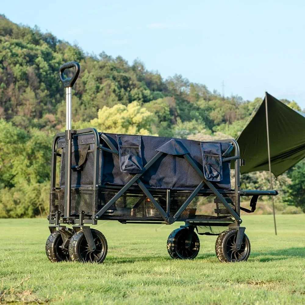 for  Decker Wagon with Tailgate, Heavy Duty Foldable Wagon with All-Terrain Big Wheels, Beach Wagon for Camping, Garden Carts