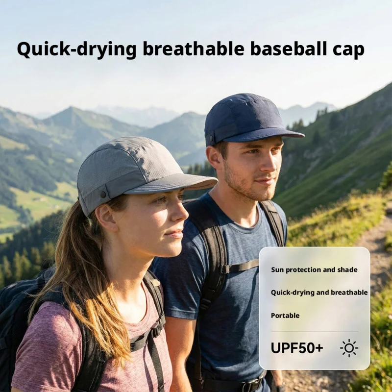 Quick Dry Spring Summer Duckbill Cap Functional Five Panel Cap Spliced Outdoor Sports Sun Protection Flat Brim Hat