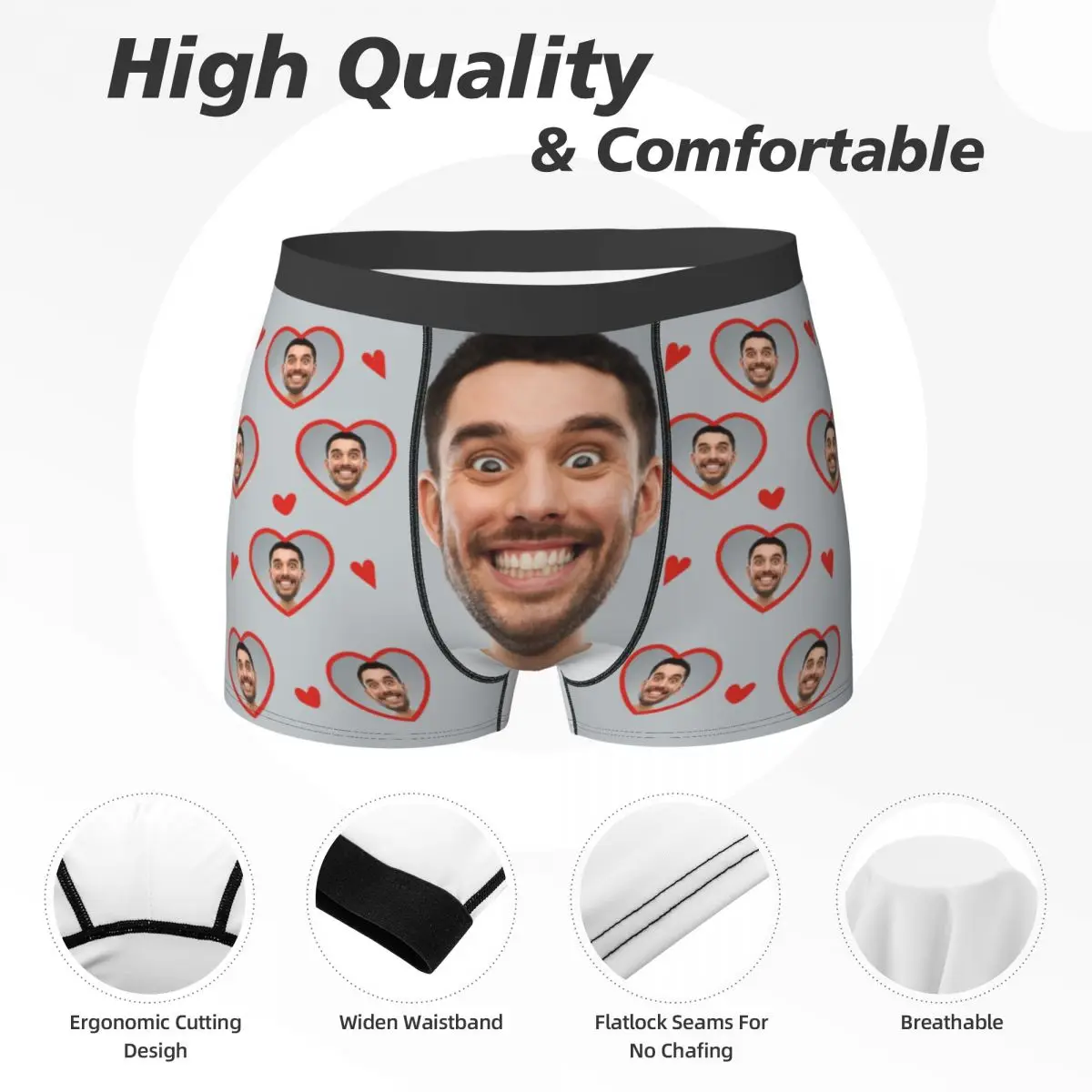 Funny Boxer Personalize Boxer Face Custom Photo Shorts Panties Briefs Men\'s Long Underwear Breathable Underpants for Homme