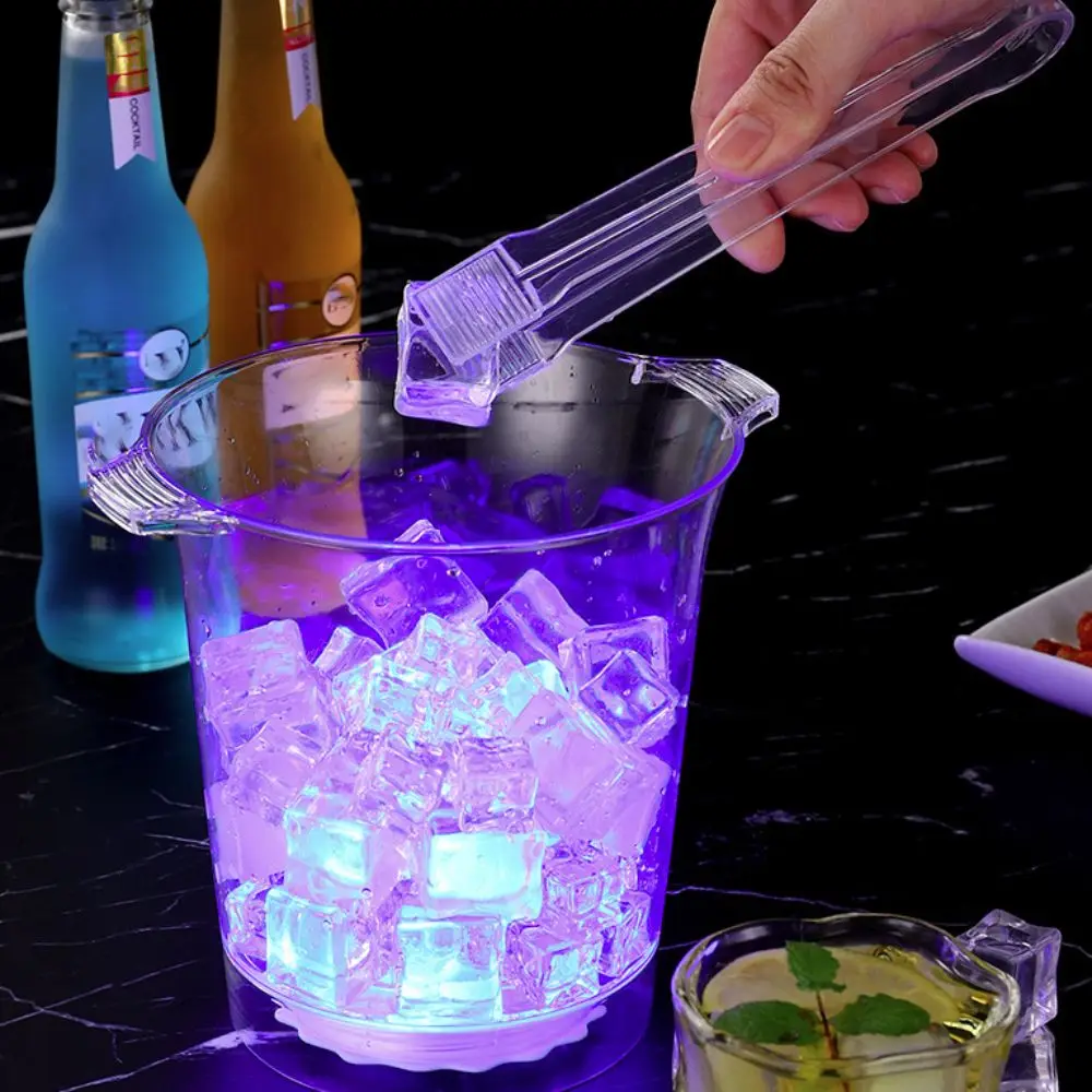 

Luminous LED Ice Buckets Large Capacity with Clip Beer Cooler Bucket Transparent Plastic Chilling Beer Container Restaurant
