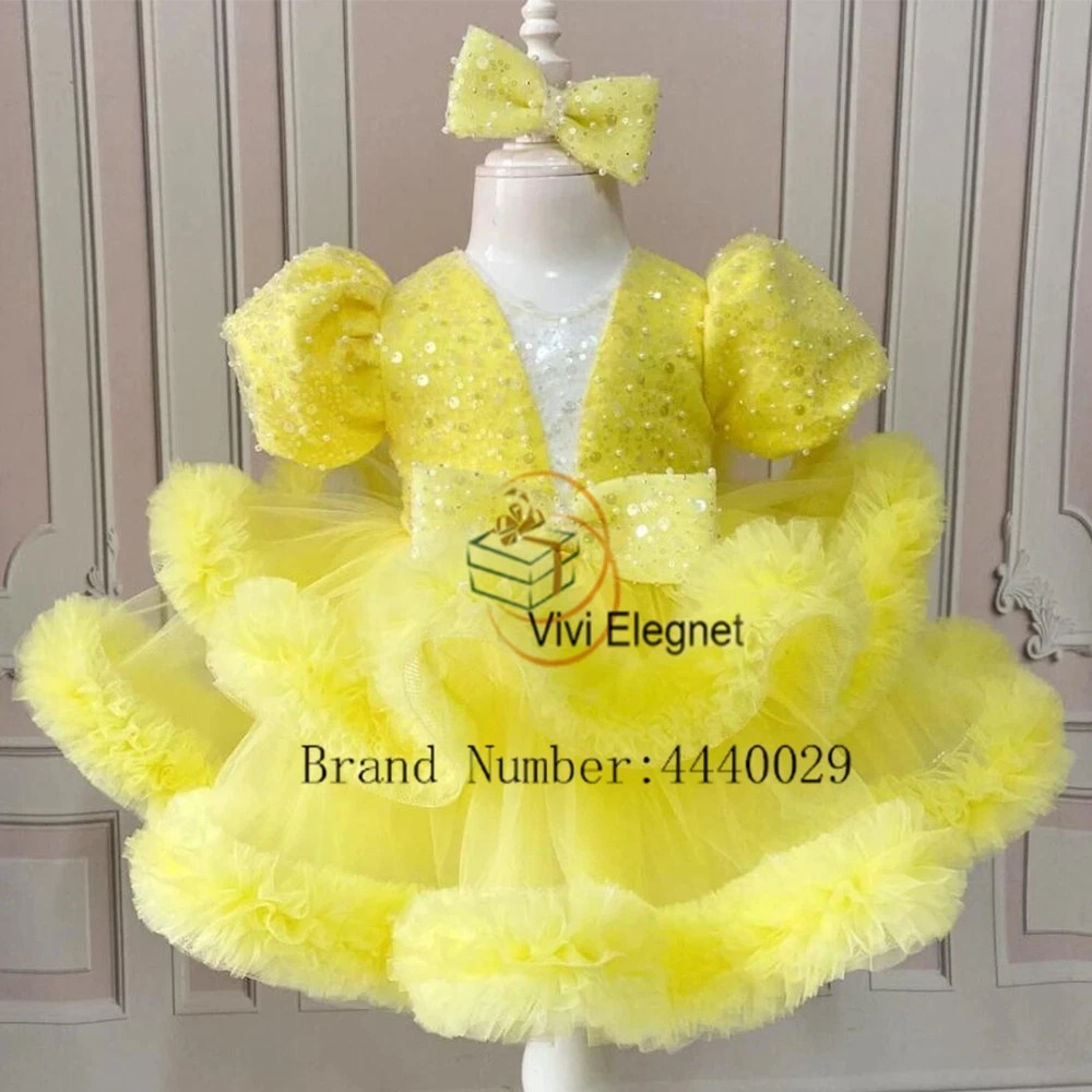 

Gold V Neck Flower Girls Dresses with Sequined 2024 Short Sleeve Christmas Gowns New Summer Tiered Real Picture فلور فتاة اللباس