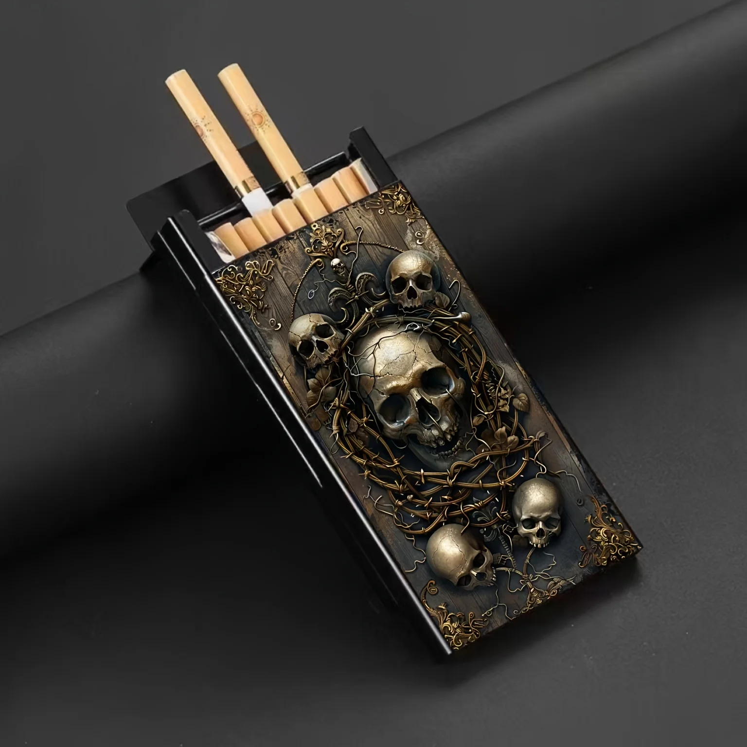 

Metal Aluminum Cigarette Box, Halloween Skull Cigarette Box, Holiday Gift