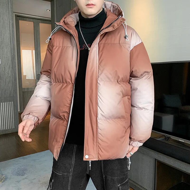 2022 New Winter Fashion Brand American Color Gradient Cotton Coat Loose Casual Holiday Two Pieces of Lovers' Bread Suit