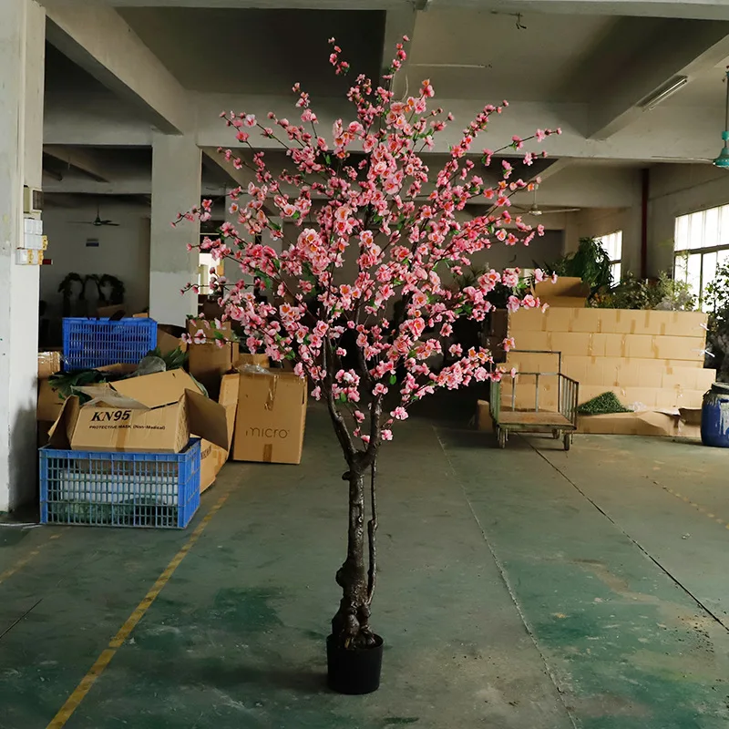 

Simulation peach tree wedding decoration fake plant indoor soft green plant wishing festival tree potted bonsai fake tree