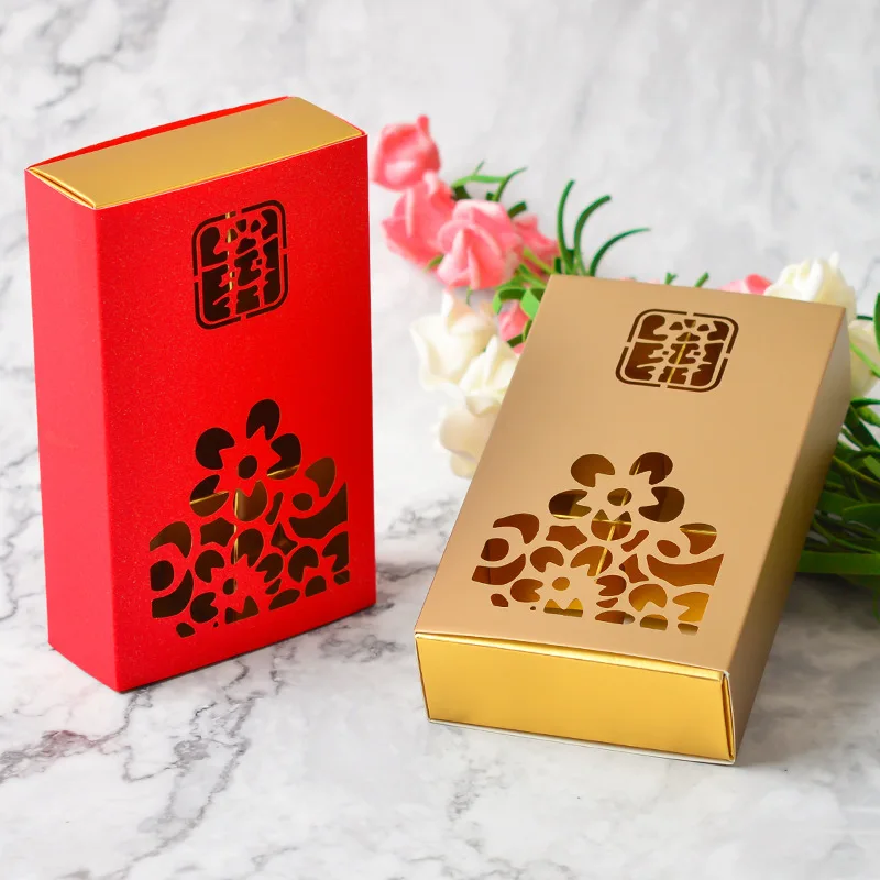 200Pcs/Lot Wedding Supplies Candy Box 6 Chocolate Candy Packaging Boxes Hollowed Out Candy Box