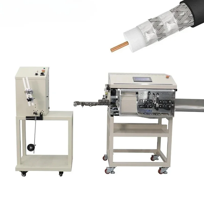 EW-06H-3 Fully Auto Concentric Cable Cut And Stripping Machine Shielded Cable Rotary Blades Peeling Machine