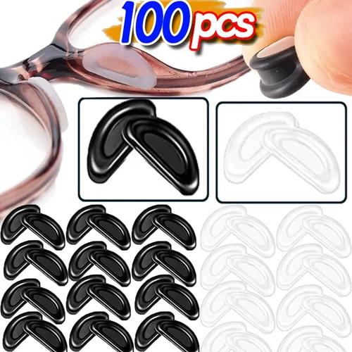 Imagen 1 del producto Almohadillas nasales antideslizantes para gafas, almohadillas nasales invisibles adhesivas de silicona en forma de D, almohadillas nasales transparentes para gafas, accesorios para gafas