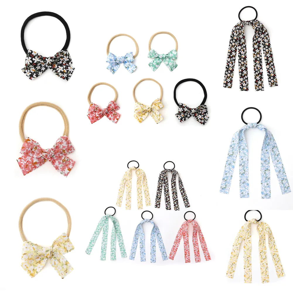 

001A NEW Spring And Summer Floral Ribbon Hairband Casual Hair Accessories Elegant Hair Scruchy headband-C