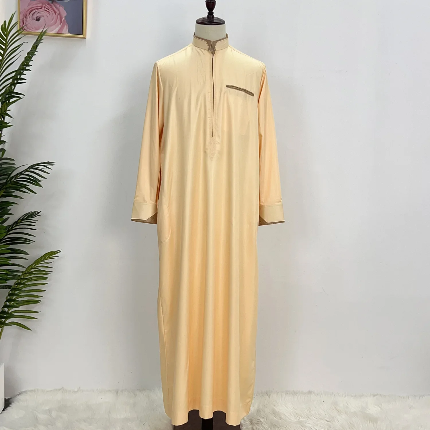 Eid Ramadan Men's Robe Jubba Thobe Muslim Ceket Kaftan Islam Abaya Saudi Arabic Thobe Djellaba Daffah Dishdasha Clothing Dress