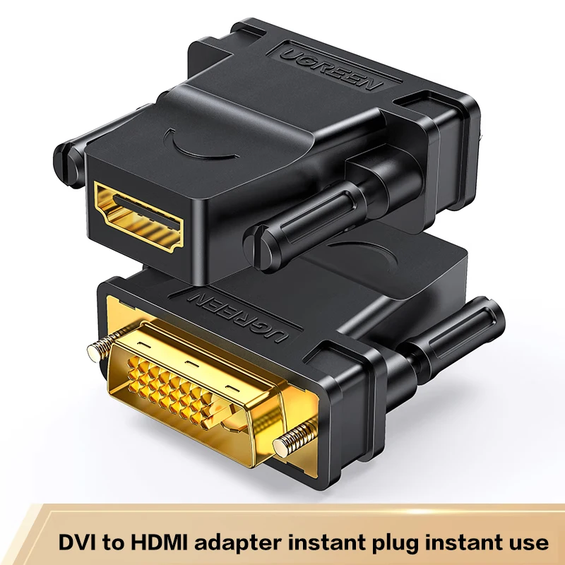 UGREEN DVI 24+1 to HD-MI アダプター 双方向 オス-メス DVI コンバーター DVI-D 24+1オス to HD-MI メス 高速アダプター