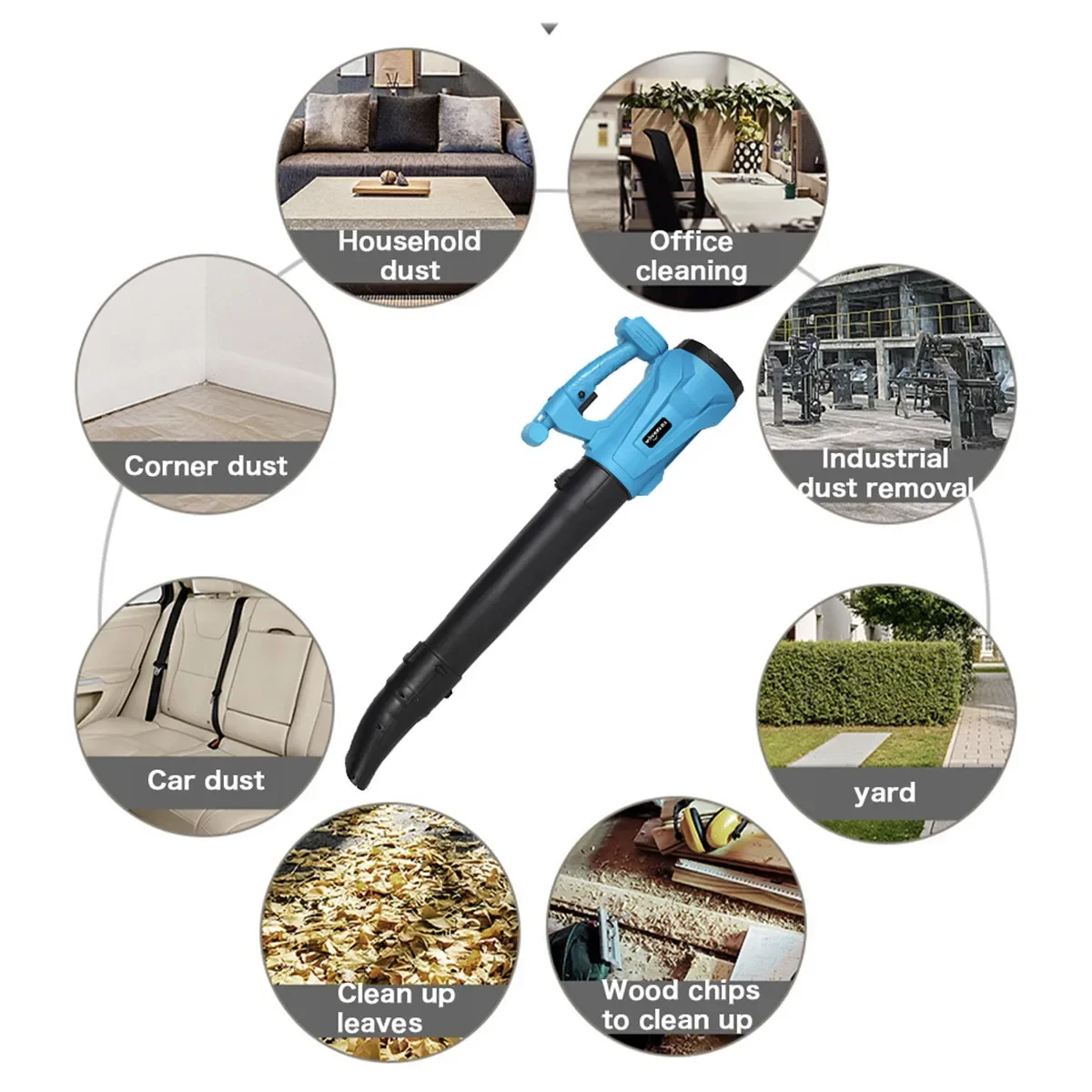 WOYOFADA Big Industry Cordless Air Blower Snow Blower Dust Leaf Collector Cleaning Sweeper Garden Tool For Makita 18V Battery