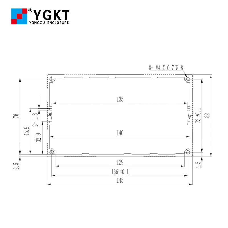 Yonggu Anodized Extrusion Heat Sink Housing Split Type Meter Control Box Extruded Aluminum Electronic Enclosure H29 145*85MM