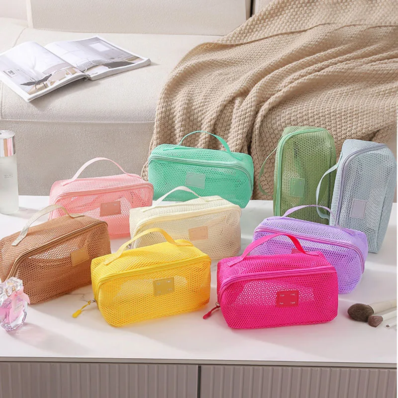 

Mesh Transparent Makeup Bag Large Capacity Tote Multifunctional Makeup Case Women's Portable Storage Toiletry Organizer Bag