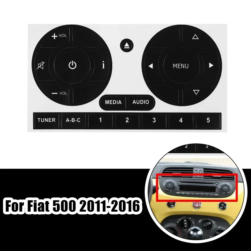 1pcs Car Radio Stereo Worn Peeling Button Decals Stickers Repair Kit For500 2011-16 PVC Interior Car Sticker Accessories