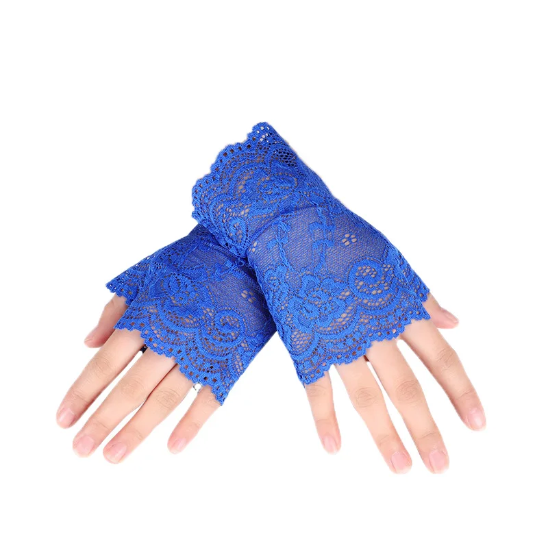 Summer Women Rose Flower Lace UV Sunscreen Sun Fingerless Cover Up Tattoo Driving Mitten Touch Screen Cycling Non Slip Glove O46