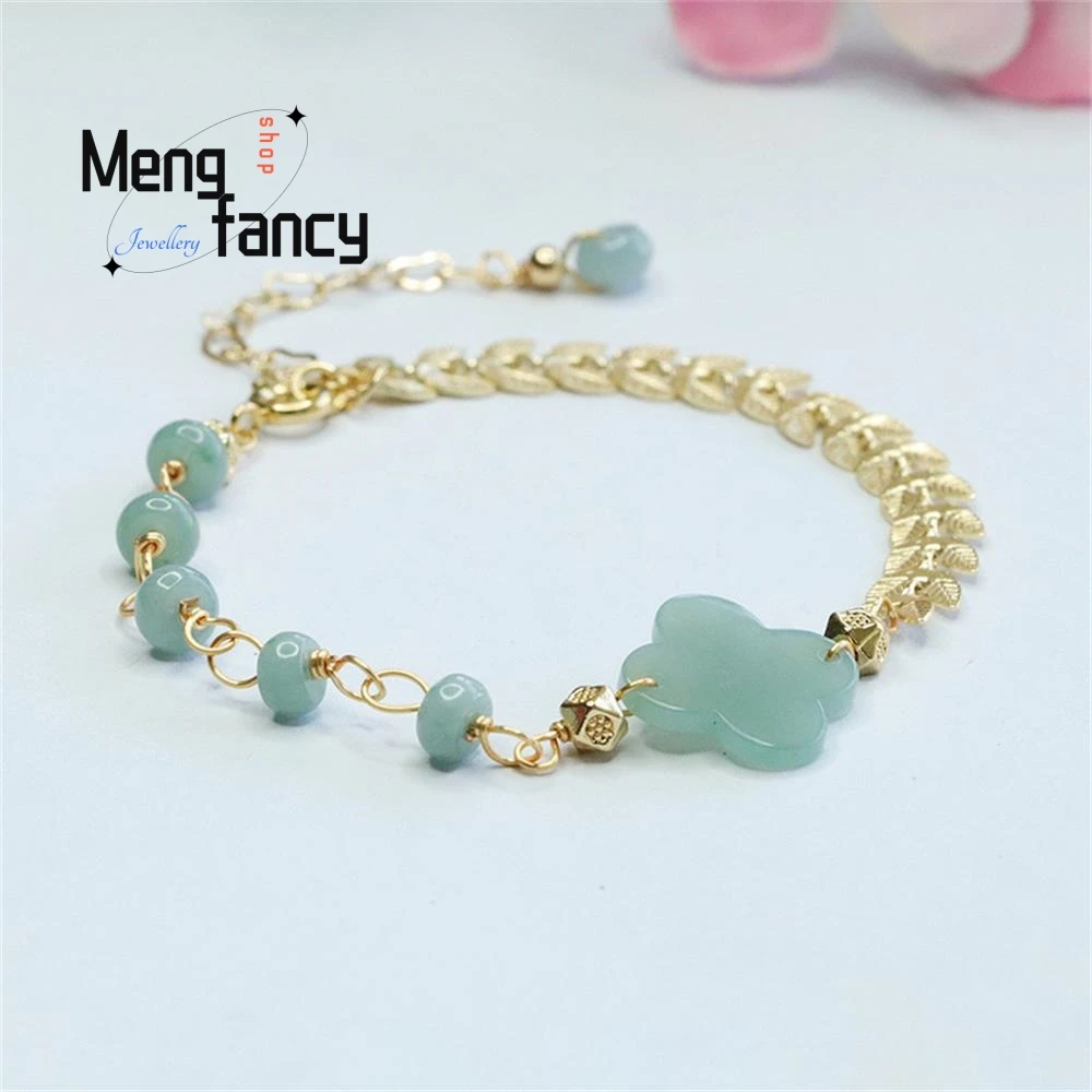 Natural Jadeite Blue Sailor Exquisite Elegant Simple High-grade Bracelet Jade Abacus Beads Strings Women Fashion Luxury Jewelry