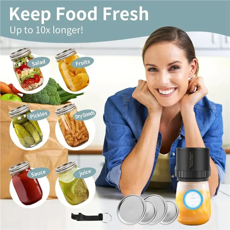 مجموعة أدوات غطاء تعليب الفم العريض والفم العادي A41I 3X لتخزين المواد الغذائية باللون الأسود #5