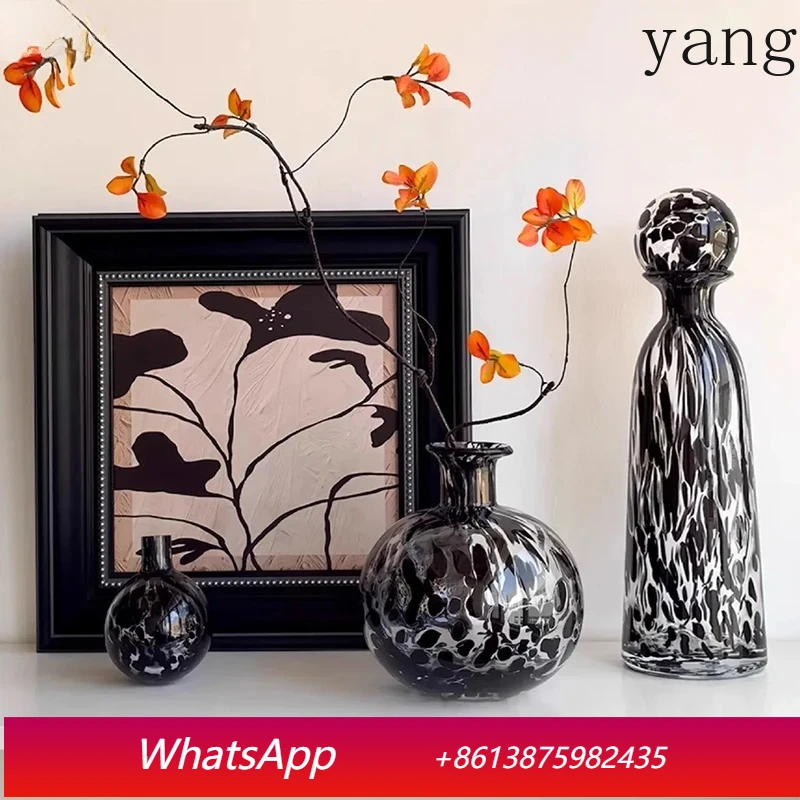 

Leopard Texture Glass Vase Transparent Flowers Pots Desk Decoration Flower Arrangement Modern Floral Vases Room Aesthetic Decor