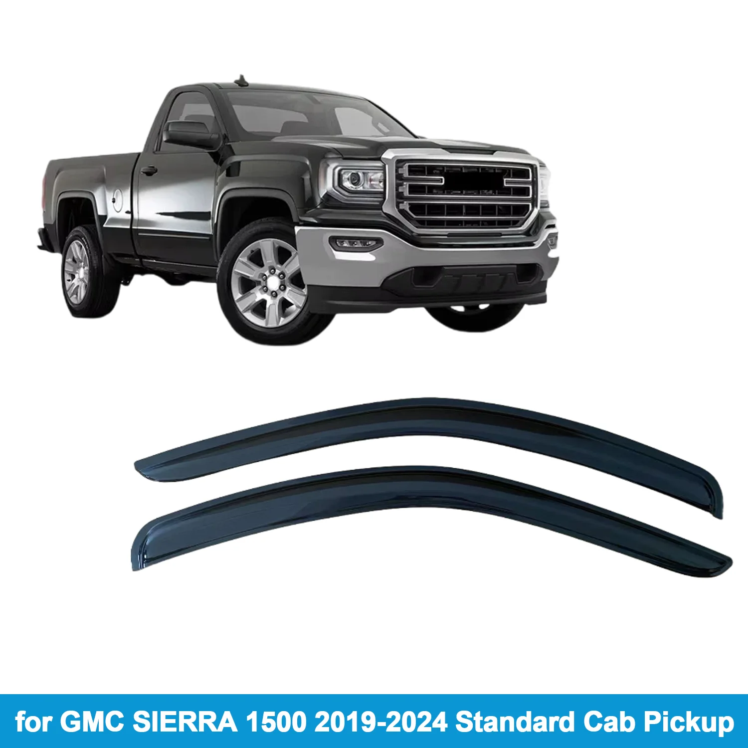 

For GMC SIERRA 1500 2019-2025 Standard Regular Cab Pickup Rain Guard Side Vent Deflector Weathershield Outside-Mount