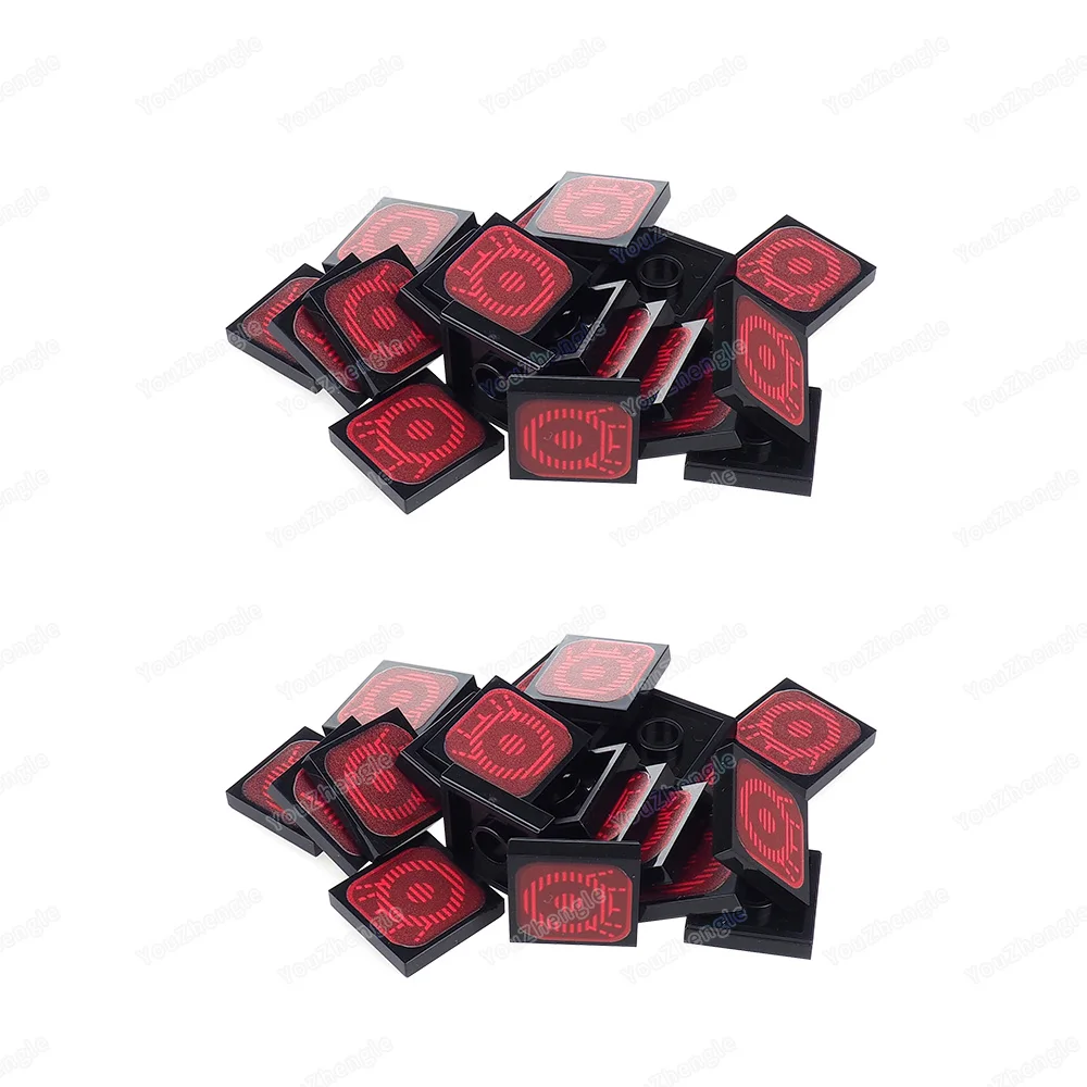 赤い円電子スクリーンパターン 3068 ビルディングブロック 2 × 2 タイルプリント MOC フィギュアシーンマッチングモデルパーツギフト DIY おもちゃ
