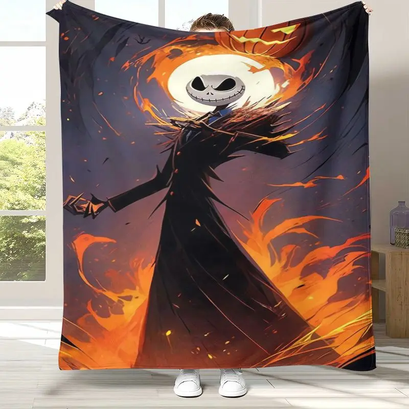 Cartoon N-Nightmare Before Christmas Jack Halloween Soft Flannel Throw Blanket,Cozy Blanket for Bed,Sofa,Living Room,Home Decor