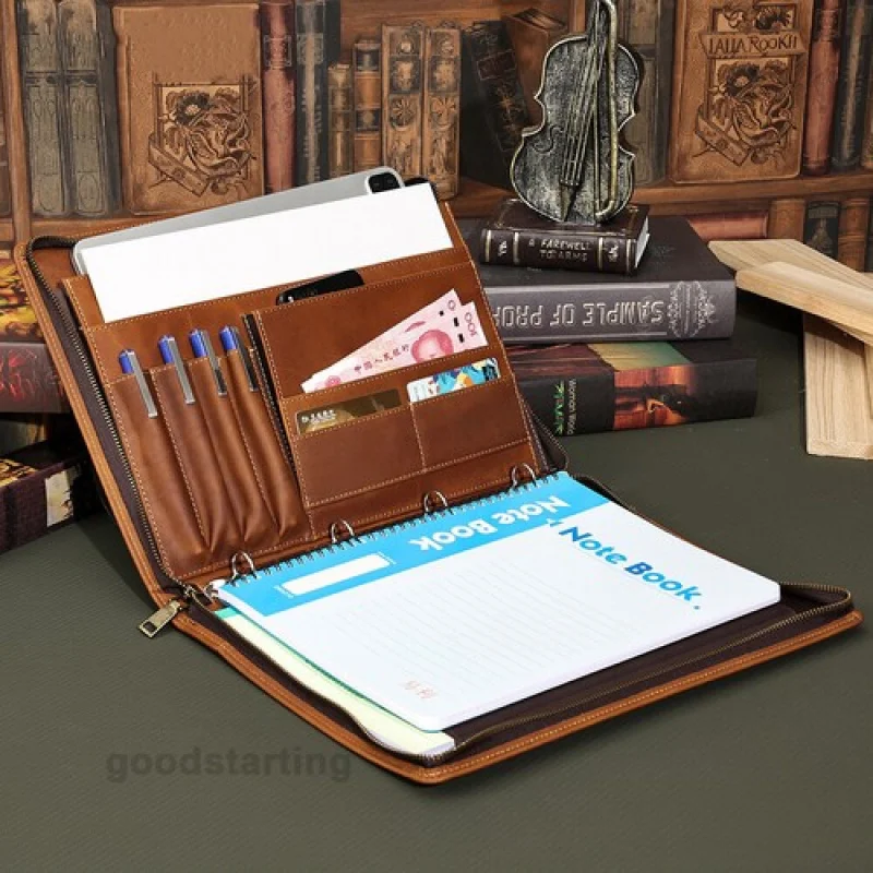 A+ Genuine Leather A4 Conference Folder Business Document Portfolio Tablet Case New 12.9'