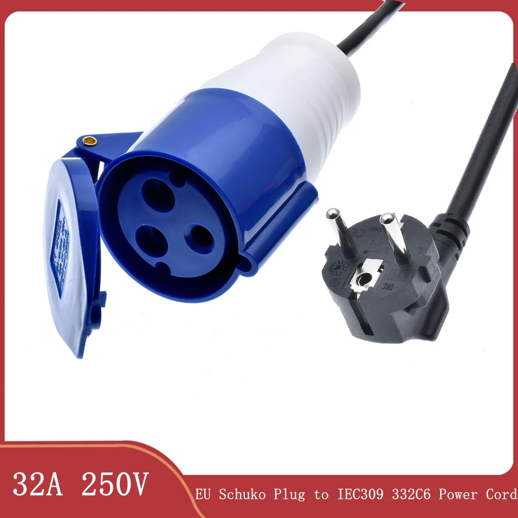 

EU Schuko Plug to IEC309 332C6 Power Cords, connect the 332P6 plug and the Euro CEE7/3 Outlet Socket, 16A 250V, 1.5mm Wire gauge