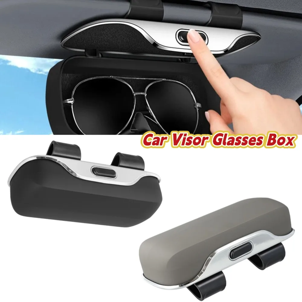 

Car Glasses Holder Sun Visor Sunglasses Case Black, Gray, Beige Eyeglasses Hanger Glasses Box Organizer Interior Accessories