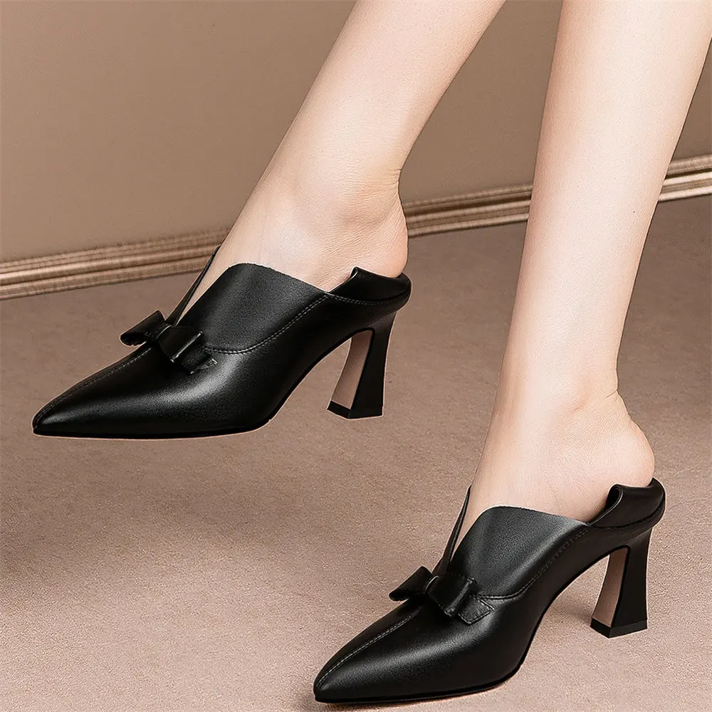 2022 Low Top Office Shoes Women Genuine Leather High Heel Pumps Shoes Female Pointed Toe Wedding Party Ankle Boots Casual Shoes