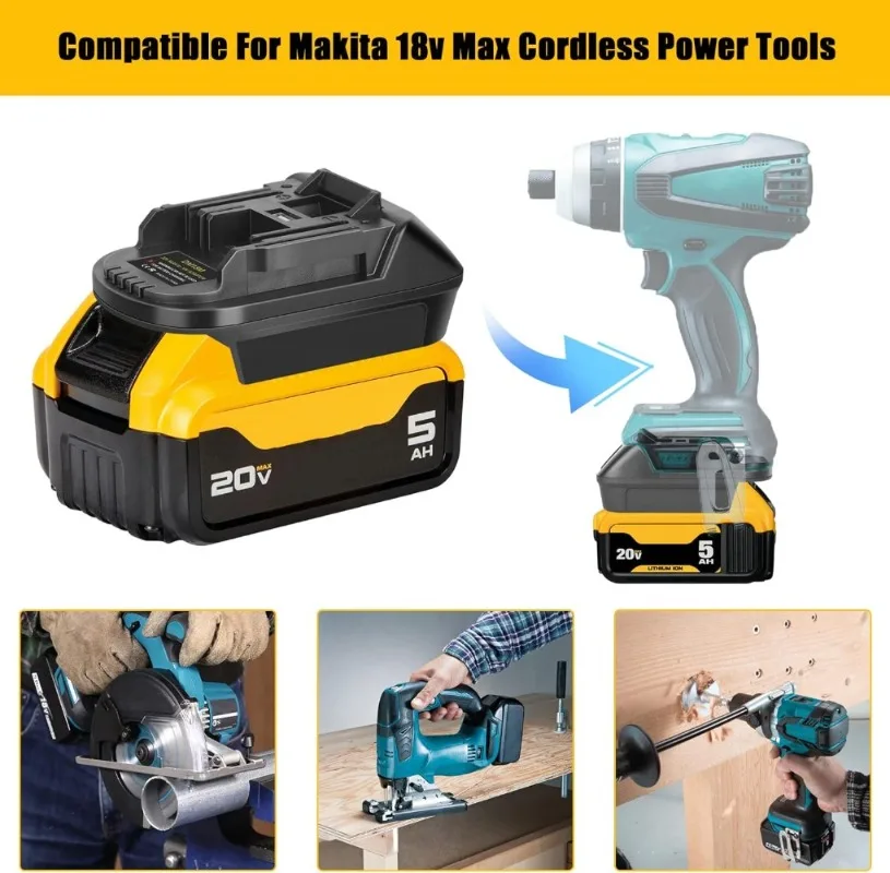 Battery Adapter For Milwaukee Dewalt to For Makita 18v Li-ion Brushless Tools Converter With USB(Not include tools and battery)