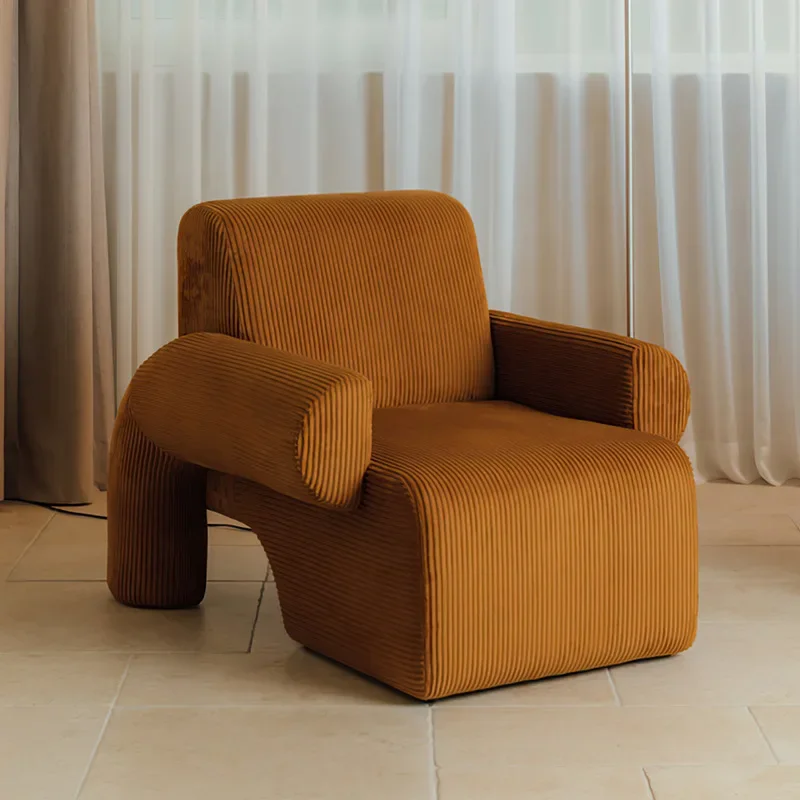 Joylive Single Sofa Vintage Casual Corduroy Settee Fabric Lazy Leisure Chair for Living Room Bedroom Home Use