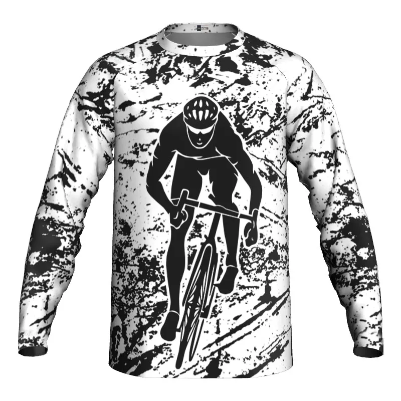 

Mens Motocross Clothes Black Dirt Jersey MTB MX Cycling Shirt Outdoor Mountain Moisture UV Long Downhill Top Motocycle Sports