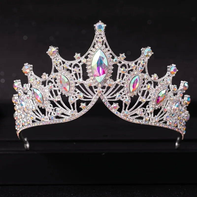 Wedding Hair Tiara Crystal Bridal Tiara Crown Silver Color Diadem Veil Tiaras Wedding Hair Accessories Headpieces Head Jewelry