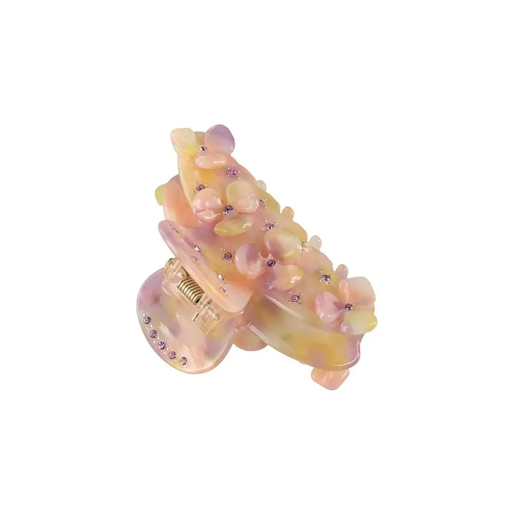 

Shiny Crystal Flower Rhinestone Blue Purple Acetate Diamond Hair Ornaments Korean Style Flower Hair Clips Acetate Hair Claw