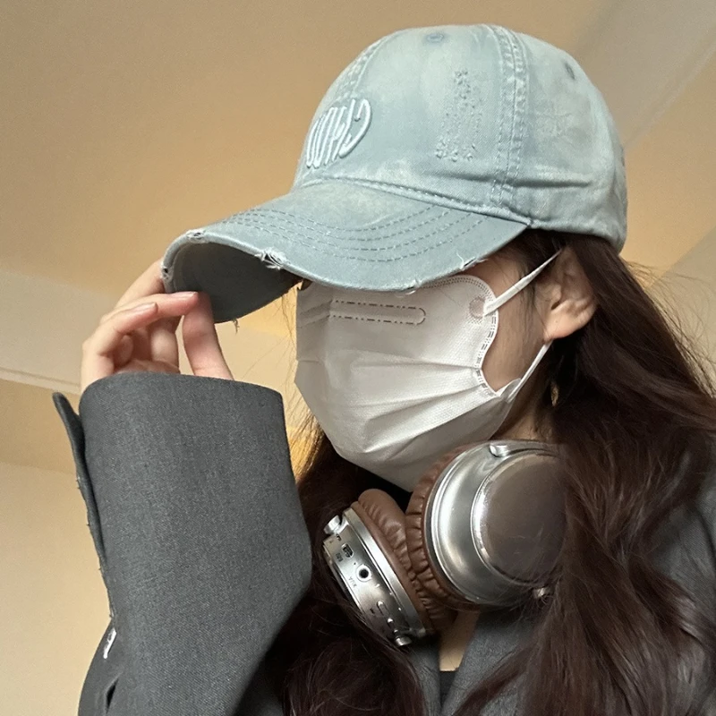 الرجعية قبعة بيسبول غسلها الدنيم محيط الرأس الكبير الرجال والنساء القديمة ممزق ثقوب شخصية التطريز قبعة متعددة الاستخدامات