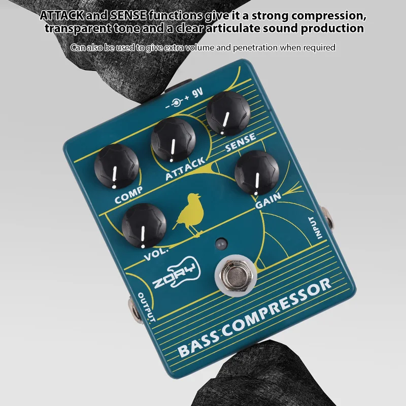 ZORY Compressor Bass Effector Pedal for Electric Bass Guitar Bass Amp Pedal True Bypass DC 9V 6.35mm Input/Output Interface