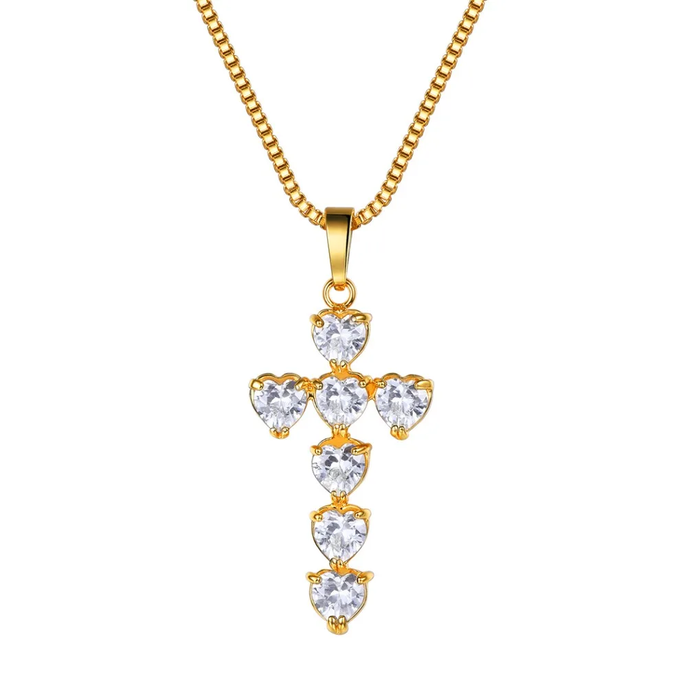 Heart Shape cross Pendant Gold/Silver Plated Necklace Birthday Party Anniversary Jewlry